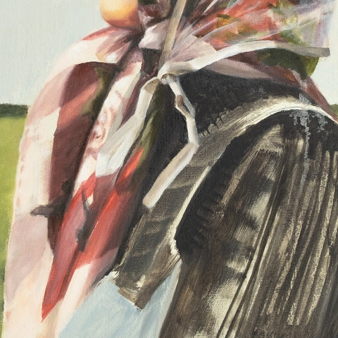 Farm girl with headscarf - Oil Painting by mostlyjavi